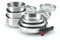 Qdesign - Batterie de Cuisine à Induction 10 Pièces - Set de 3 Casseroles, 3 Poêles et 3 Couvercles Passoires avec Poignée Amovible - Acier Inoxydable - Lot pour Tout Feu - Argenté