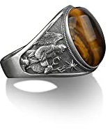 BySilverStone Jewelry – Der Stern Von Bethlehem Tigerauge-Edelstein-Siegelring, Sterlingsilber-Ringe Am Kleinen Finger, Kleine Katholische Geschenke Für Frauen, Christliche Geschenke Für Männer