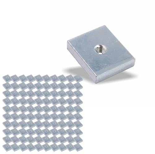 Nutenstein | Gewindeplatte 19x16x4 mm M4 Gewinde mittig | Stahl galvanisch verzinkt (100 Stück)