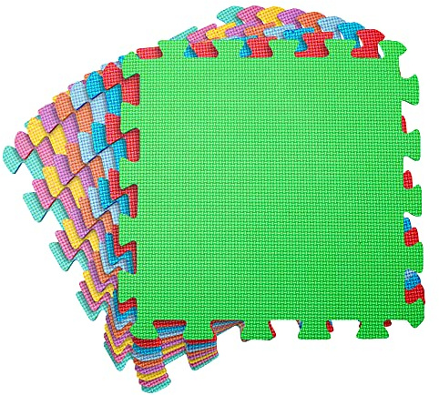 STERUN Foam Play Mat – EVA Puzzle Baby Mats, Multicolor 18pcs, 10mm Thick, 30x30cm Interlocking Tiles for Indoor/Outdoor Play & Yoga