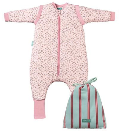 molis&co. Pijama Manta con Mangas Desmontables, Calcetines Antideslizantes, TOG 2.5 Estampado Misty Rose, Algodón 100%, Oeko-Tex 100 Certificado, 3 años