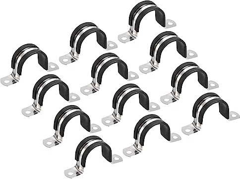 sourcing map 22Stk 27mm(1-1/16) Rohrschellen Kabel Klemme Gummi Leitung Riemen Gummi Gepolstert 304 Edelstahl Schlauch Klemme U Form Metall Klemme Rohr Halter für Rohr Leitung Draht