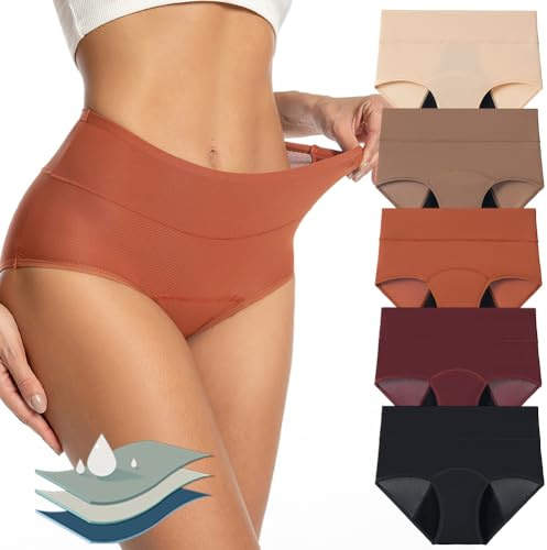 Mordlanka Period Underwear for Women Breathable Menstrual Period Panties Multicolor