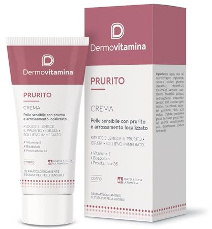 Dermovitamina Prurito Crema - Trattamento contro Prurito Localizzato - Efficace in caso di Eritema o Eruzioni Cutanee - Per Pelle Secca e Ipersensibile - Rapido Sollievo - Senza Cortisone - 30ml