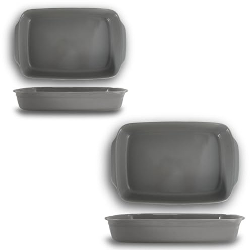ARCA - Set 2 Pirofile Da Forno In Ceramica Big - Medium Ideali Per Pietanze Al Forno O Dolci In Frigo Resistenti In Ceramica Di Altissima Qualità Interno Ed Esterno Effetto Puntinato