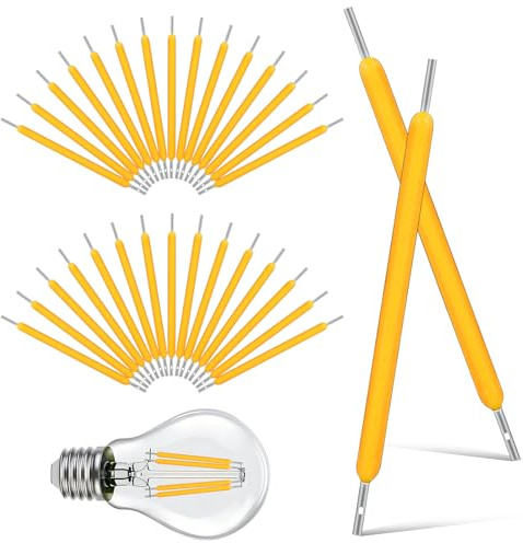 Luxshiny 50Pcs Ampoule Edison Chaude Filament LED 3V Pièces De Lampe Flexibles 38Mm Filament D'ampoule Edison Cob 2700K 120Ma LED Lumière À Incandescence Accessoires Pour Réparation