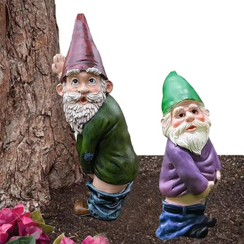 KUBDPQOR 2 Stück gartenzwerge für außen, Gartenzwerge, lustige Geschenke, Gartenzwerg Ornament, Pinkelnde Gartenzwerg Deko für die Dekoration von Innen und Außenobjekten im Garten