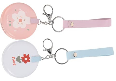 SAFIGLE Pocket Mirror Keyring Double-Sided Folding Compact Mini Makeup Mirror Key Chain Pendant for Travel Daily Touch-up and Social Gatherings