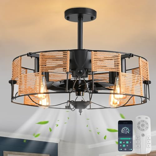 Ganeed Deckenventilator mit Licht Industrie Schwarz 4 Licht