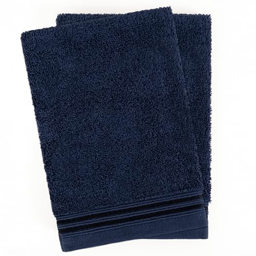 Hammetex Lot de 2 Gants de Toilette pour Le Bain 15x22 cm, 100% Coton, Doux, Résistant, Absorbant, Certifiés Oeko-TEX, Bleu foncé