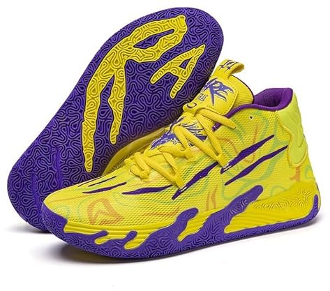 LJFIWY Zapatillas de baloncesto de caña alta para hombre, suela de goma antideslizante, zapatos deportivos para entrenamiento al aire libre, botas de baloncesto, regalo (amarillo, 6.5 UK)
