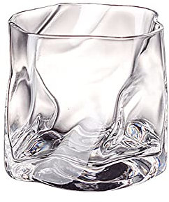 Bicchiere da whisky in carta increspata, forma irregolare, bicchiere da vino sfaccettato in cristallo, opera d'arte dal design giapponese unico per servire whisky e liquori