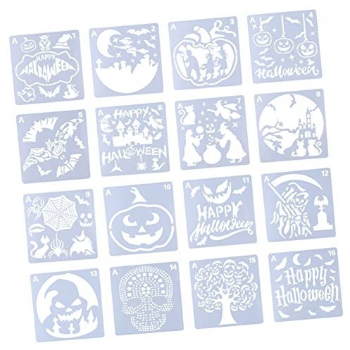 SHINEOFI 16stücke Teiliges Halloween-malschablonen Für Junge Mädchen Wiederverwendbare Schablonen Aus Langlebigem Kunststoff Kreative Diy Malvorlagen Für Halloween-dekorationen Und