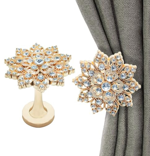 2Pcs Vintage Wall Hook Window Drapery Medallion Holdbacks, MfhdgXAvs Curtain Tiebacks, Wall Hook, Tassel Holder (B)