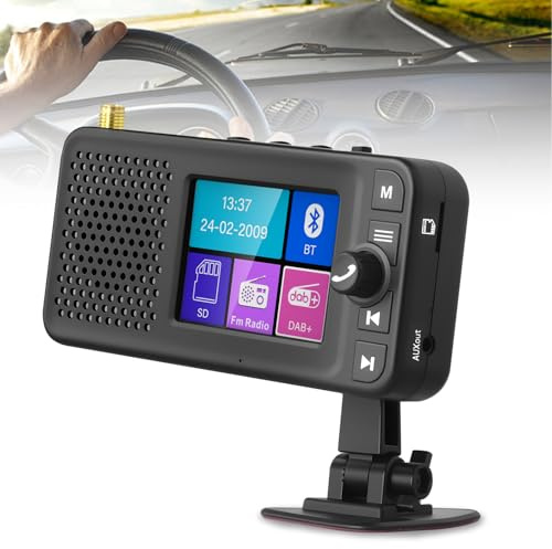 Adaptateur Numérique Dab/Dab+ pour Autoradio, écran LCD 2,4 Pouces avec Musique Bluetooth + émetteur Dab/FM + Entrée/Sortie Auxiliaire + Lecture de Musique sur Carte TF