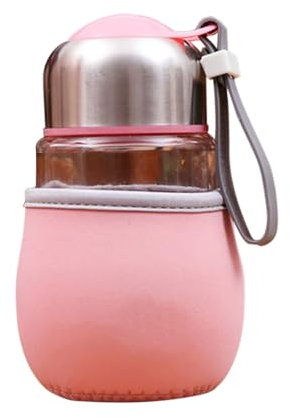 Bouteille Pingouin en Verre Transparent avec Housse Rose