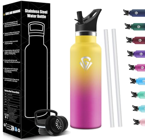 HoneyHolly Botella Agua Niños, Termo Agua Fria, 500ml Cantimplora Termica Sin BPA, 12H Caliente/24 Frío, Cantimplora Acero Inoxidable 18/8, Botella Acero Inoxidable para Deporte, Oficina, Yoga