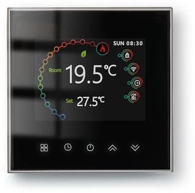 MelkiSmart Wi-Fi Termostato - Serie 2002 Termostato con Pantalla Táctil Programable Adecuado para Sistemas de Agua/Electricidad/Gas - Compatible con Alexa,Google Home,IFTTT