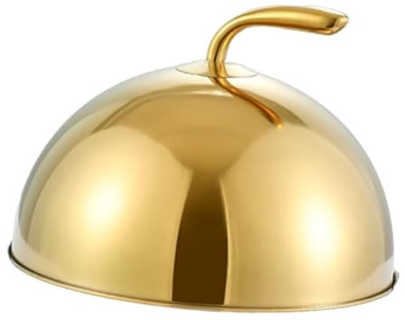 YWJLQH Cloche Alimentaire en Acier Inoxydable avec Poignée pour Assiette et Plat de Service, Diamètre Intérieur Doré 30 Cm