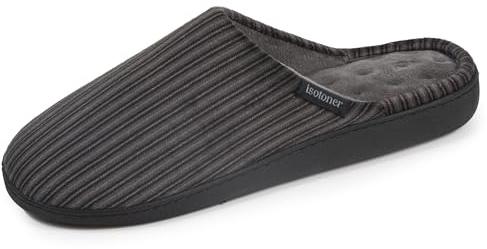 Isotoner - Zapatillas para hombre, suela con memoria de forma, EU,, Rayas grises, 43 EU