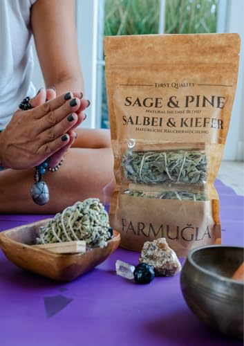 Natural Sage & Pine Lot de 6 bâtonnets d'encens – Mélange d'aromathérapie pour la méditation, la relaxation et la purification d'énergie | 100 % naturel | Lot de 6 (3 sauge, 3 pins)