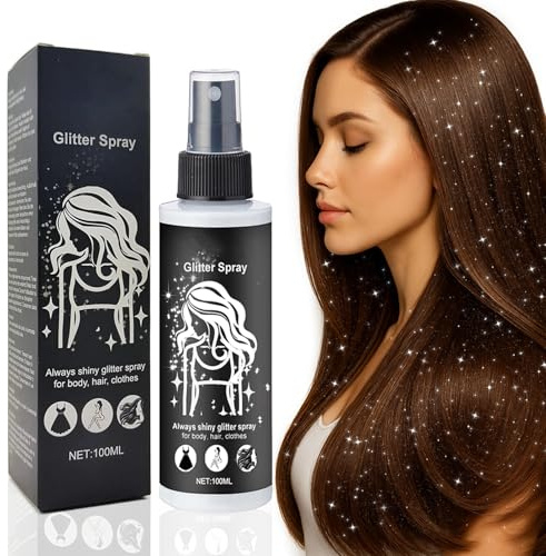 Thalixiry Spray Glitter Argento Per Capelli E Corpo, Spray Glitter Per Vestiti Con Nebbia Ultrafine Ad Asciugatura Rapida, Accessori Per Festival Halloween
