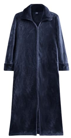 DUHENWU Bademantel Herren Mit Reissverschluss Schnelltrocknend Morgenmantel Hautfreundlich Lang Saunamantel Flauschig Frottee Badeponcho Weich Loungewear Nachtwäsche Männer Robe