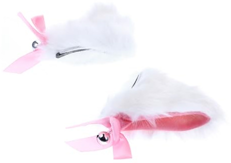 ORFOFE Katzenohren Haarspange aus Imitationskaninchenfell mit Glöckchen Komfortables und Weiches Halloween Kostüm Accessoire für Weihnachts und Partyanlässe