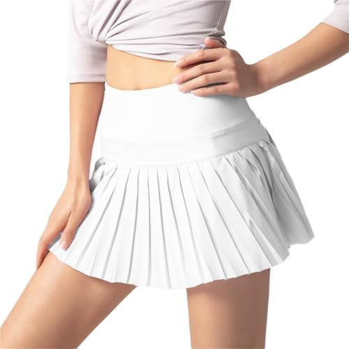GSCLZ Mini kjol för kvinnor semester dam hög midja shorts tryckta kjolar fickor (vit, XL)