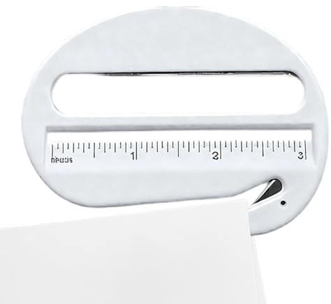 Brieföffner - Tragbarer Umschlag- und Brief-Schneider | Vergrößerungslupe mit Maßstab und Schneidemesser - für den Gebrauch zu Hause unterwegs im Wohnheim im Büro bei der Arbeit beim Studium in der