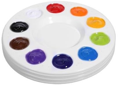 TIESOME 6 Pcs Paint Mixing Palette, 6.5 Inch Round Plastic paint palette for Acrylic Oil Watercolor, Reusable Lightweight Color Mixing Tray for Artists, DIY Craft, Studio & Classroom