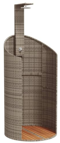 Tomostar Gartendusche, Außenpooldusche, grau, 100 x 100 x 241,5 cm, Polyrattan, Akazienholz