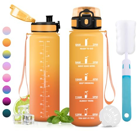 JAPORIA Gourde Sport 1L, Bouteille sans BPA, Bouteille d'eau avec Filtre, Gourdes pour l'école, Bureau, Sport, Yoga, Fitness