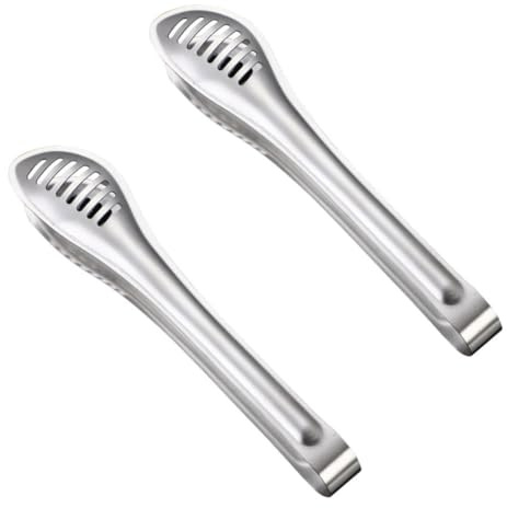 jojofuny Pinze Calore Inossidabile Acciaio 2 in per Alimenti Pezzi al Colore Resistenti Impermeabili Argento per Barbecue e Uso Quotidiano Casa