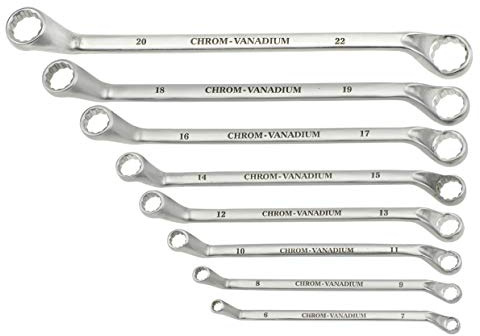 kwb Profi Doppel-Ring-Schlüssel-Satz, gekröpft, SW 6-22 mm, 8-teiliges Set, Satinfinish, Wellenprofil