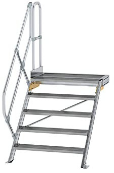 Scala in alluminio con piattaforma 45 °, gradini larghezza/profondità 800/240 mm Stufe numero 5, altezza 1,05 m