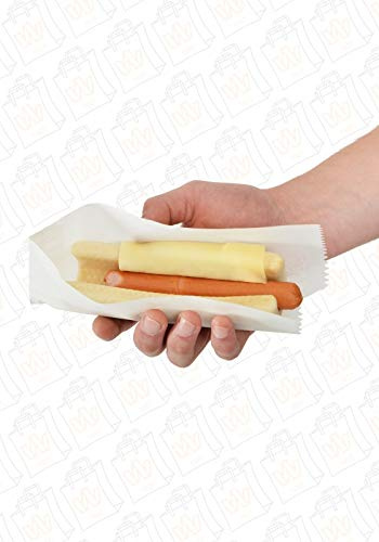 Hot Dog-Tüten, 8x20 cm, fettdicht, Baguette – Tüte, Taco – Tüten, Wrap - Tüte, weiß, unbedruckt, Größe 100 Stück