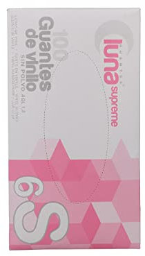 Luna V14106, Caja de 100 Guantes de Vinilo Sin Polvo, Talla pequeña