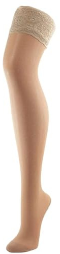 BAHNER Premium Stützstrumpfe Damen halterlose transparente Spitzenstrümpfe, Strümpfen 70 DEN Qualität aus Deutschland