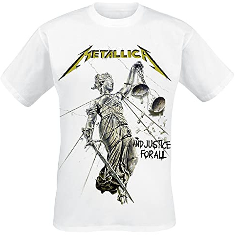 Metallica Justice Uomo T-Shirt Bianco 100% Cotone Regular