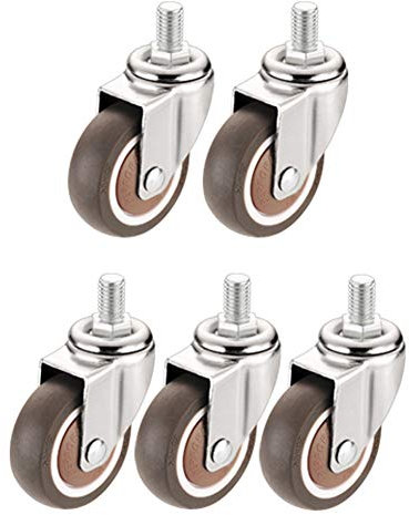 5 × Rotelle Per Sedie Da Ufficio Filetto M10 Silenzioso Ruote In Gomma Computer Sedia Da Gioco Universale Perno Mobilia Sostituzione Rotelle 1.5 '' 2 Pollici 200KG Pavimento In Legno Tappeto -Vite