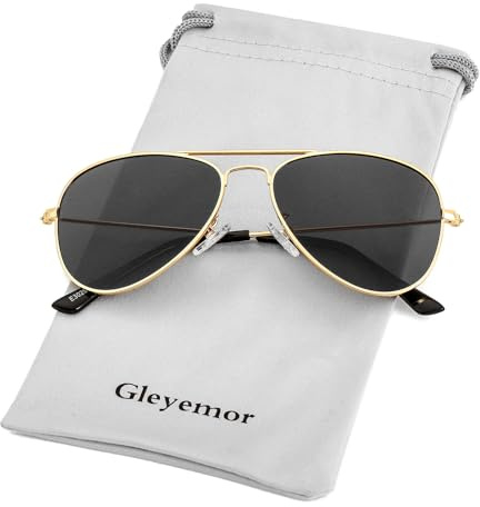 Gleyemor Kids Polarized Aviator Sunglasses for Little Girls Boys Age 3-8 (Gold/Grey)
