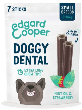 Edgard & Cooper Auszeichnungen für Zahnhygiene für kleine Hunde, 7 Stangen Minze/Erdbeere, tägliche kalorienarme Zahnpflege, verlängertes Kauen, frischer Atem