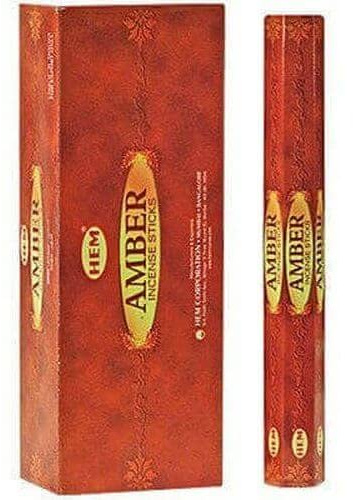 Encens Hem Ambre - Lot de 100 bâtonnets d'encens Indiens - 5 Tubes de 20 bâtons