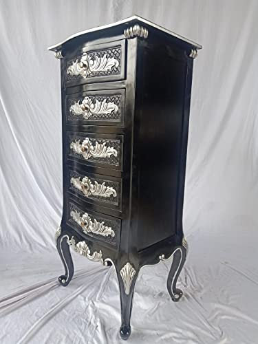 Louis Seize - Mobili in stile barocco, stile rococò, credenza, credenza, colore: nero con argento, altezza 120 cm