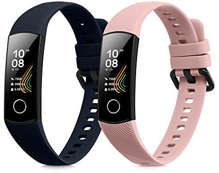 kwmobile Bracelet compatible avec HONOR Band 5 / Band 4 bracelet - 2x bracelet de rechange en silicone pour fitness tracker