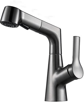 BiaoTeng Robinet Mitigeur Lavabo Avec Douchette Extractible,Mitigeur Lavabo Gris,Pivotant à 360°,Élevé + Abaissé,Mitigeur Baignoire Monotrou Noir,Mitigeur Lavabo Gris,gris