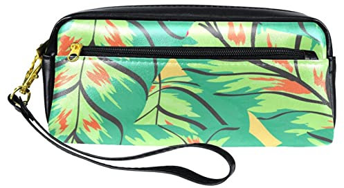 PU Federmäppchen Stifttasche Student Schreibwaren Tasche mit Reißverschluss für Jungen Mädchen, Schul- & Bürobedarf - Bananenbaumblätter, multi, 20.5x5x8.5cm/8.1x2x3.3in, Taschen-Organizer