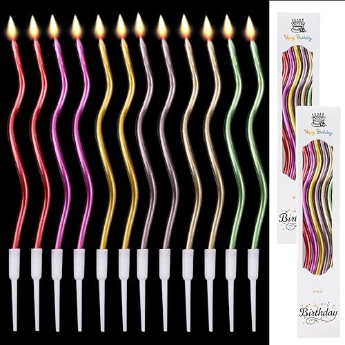 12er Pack Spiral Tortenkerzen, Spiral Birthday Cake Candles, Cupcake Kerzen für Geburtstage und Feierlichkeiten