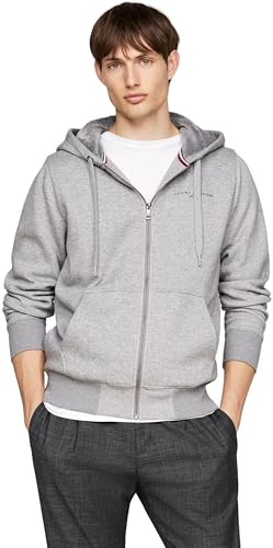 Tommy Hilfiger TOMMY LOGO FUR LINED HOODY MW0MW37245, dragkedja genom huvtröja, grå, S, Grå (medium grå ljung), S